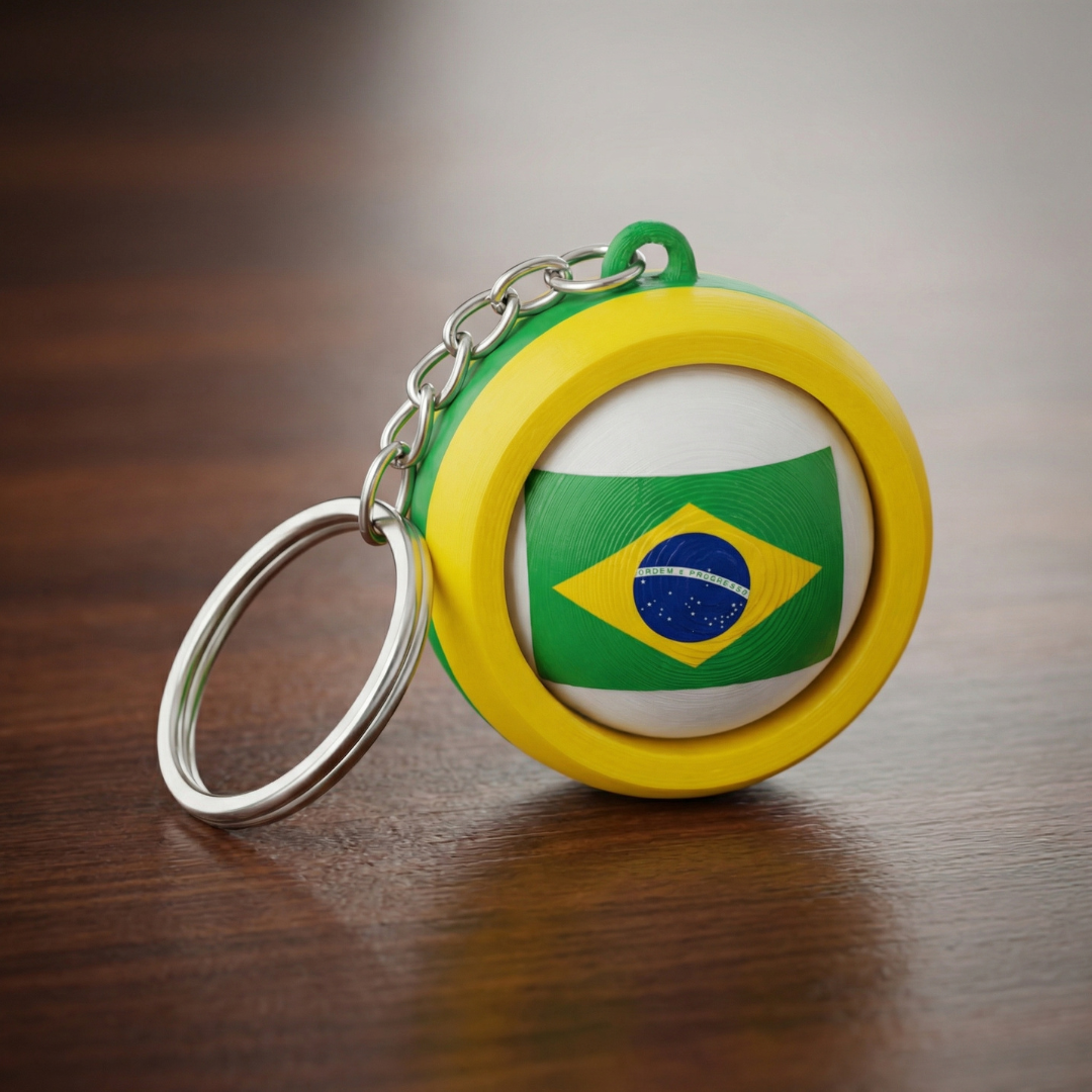Chaveiro Giratório Bola de Futebol Bandeira do Brasil