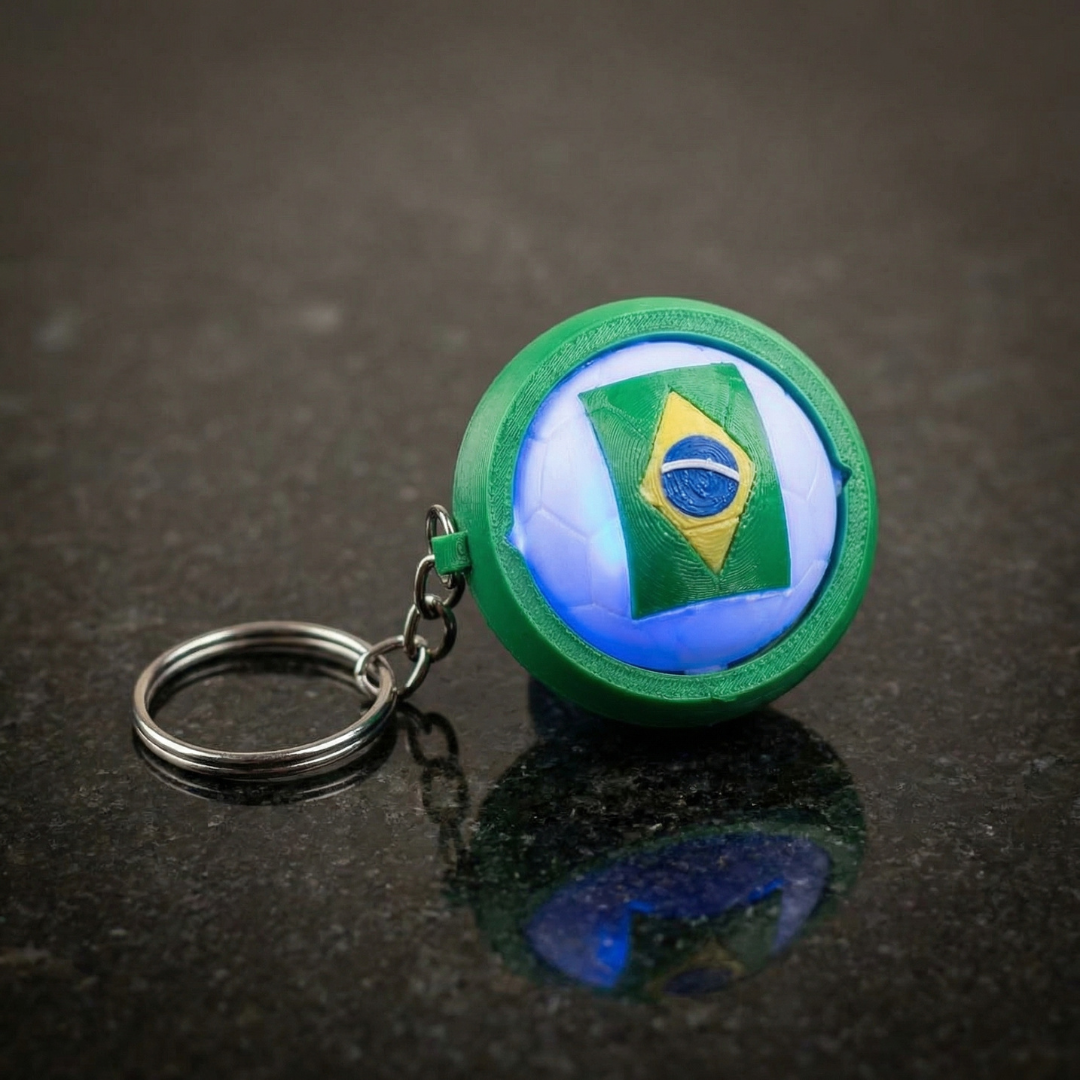 Chaveiro Giratório Bola de Futebol Bandeira do Brasil