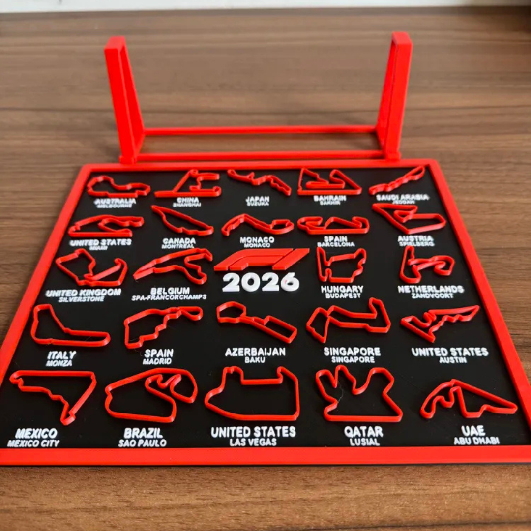 Quadro Calendário F1 2026 – Pistas dos Grandes Prêmios | Decoração para Fãs de Automobilismo