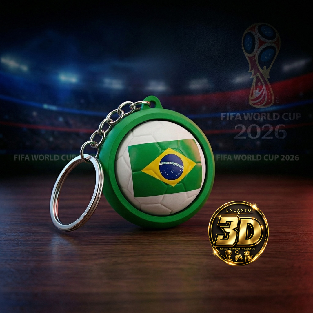 Chaveiro Giratório Bola de Futebol Bandeira do Brasil