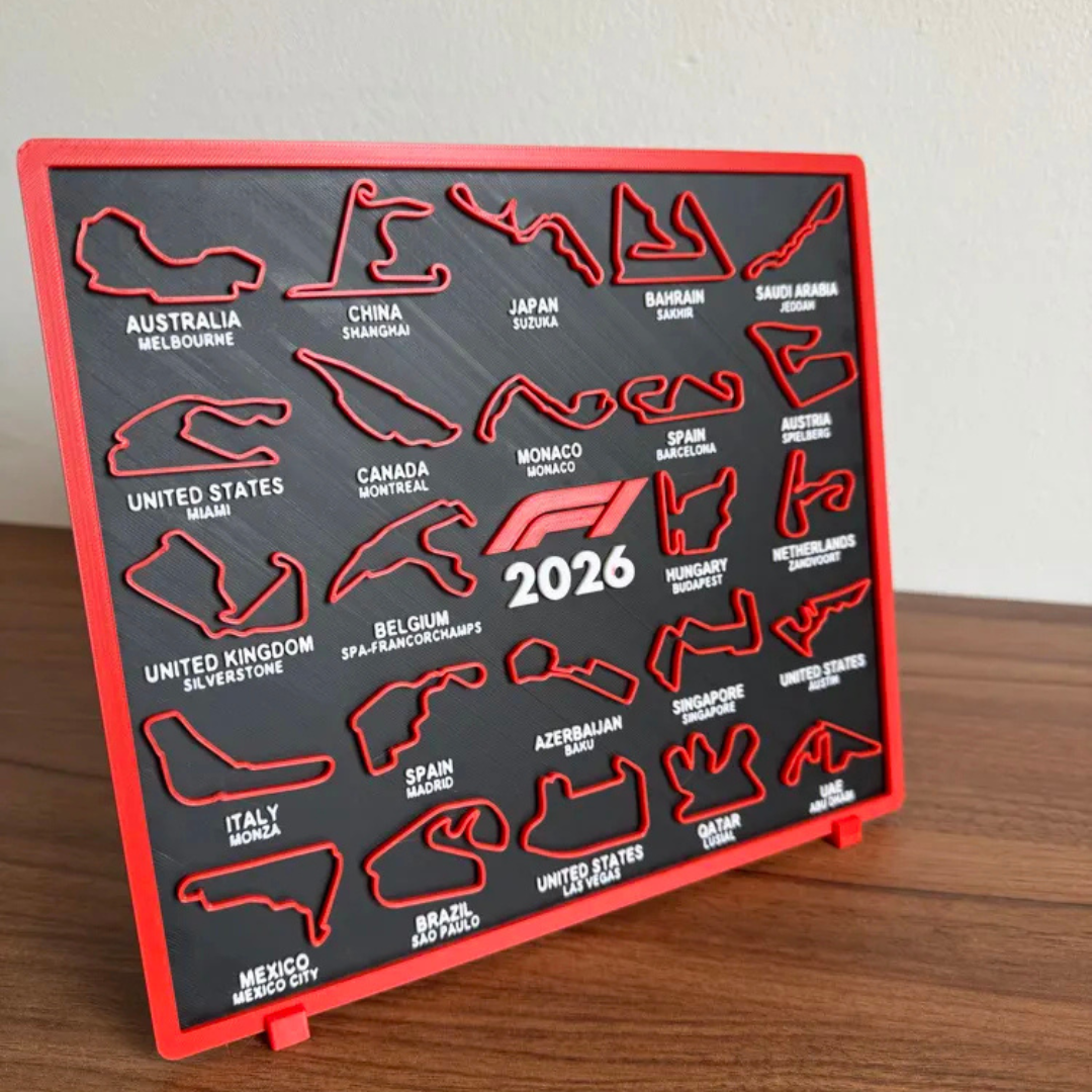 Quadro Calendário F1 2026 – Pistas dos Grandes Prêmios | Decoração para Fãs de Automobilismo