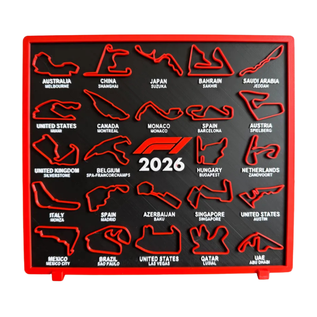 Quadro Calendário F1 2026 – Pistas dos Grandes Prêmios | Decoração para Fãs de Automobilismo
