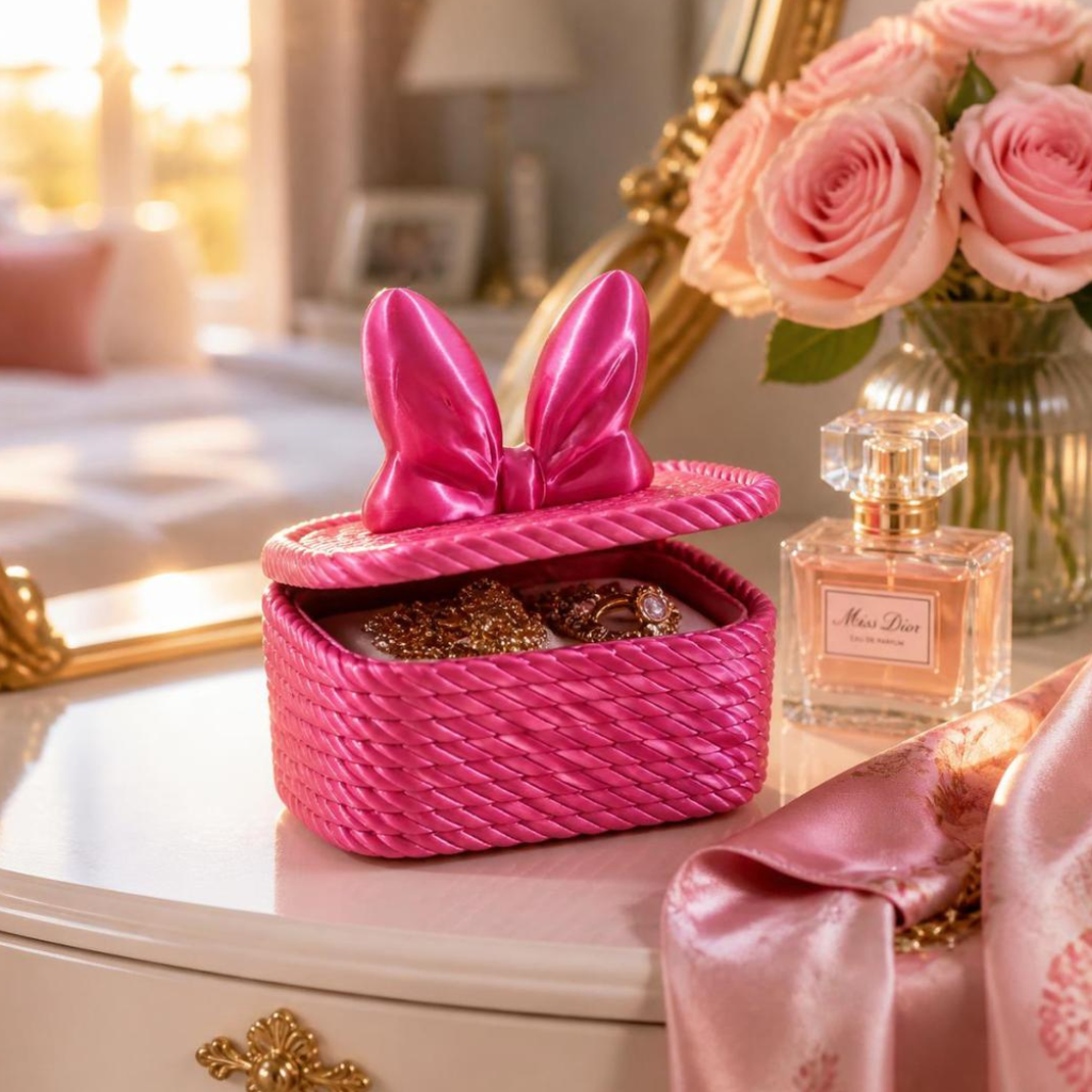 Porta Joias Caixinha Minnie Laço Rosa 3D