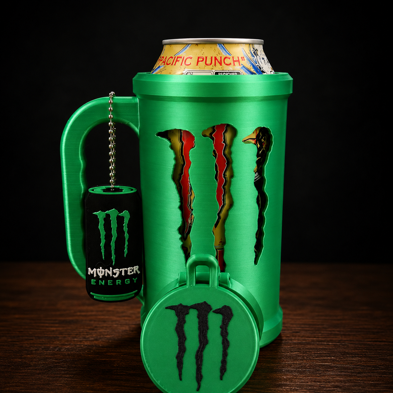Porta Lata Monster Personalizado + Tampa + Chaveiro Abridor